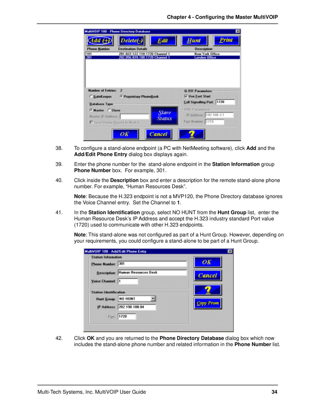 Multi-Tech Systems MVP120 manual Configuring the Master MultiVOIP 