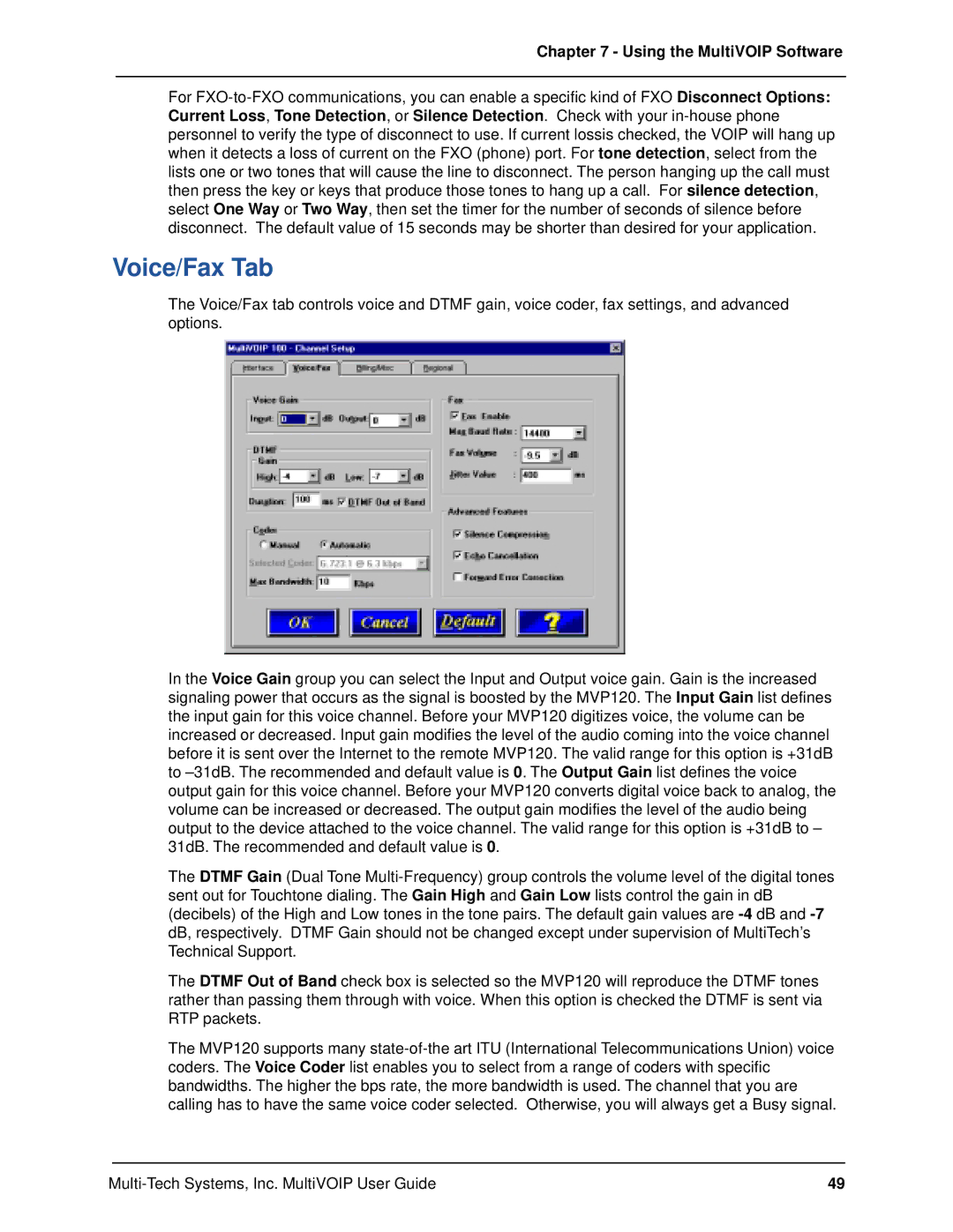 Multi-Tech Systems MVP120 manual Voice/Fax Tab 