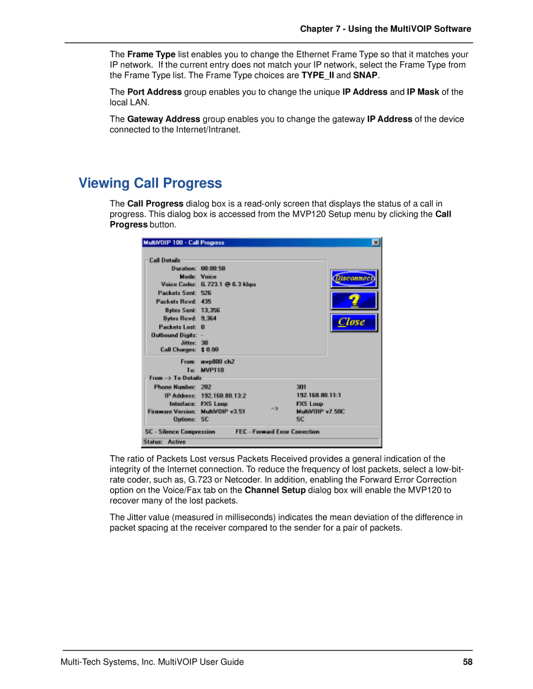 Multi-Tech Systems MVP120 manual Viewing Call Progress 