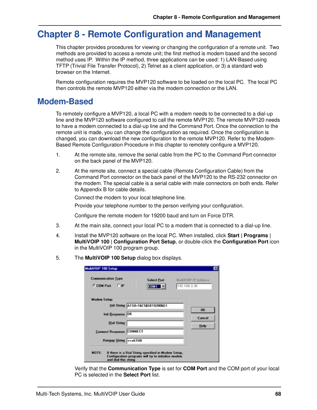 Multi-Tech Systems MVP120 manual Remote Configuration and Management, Modem-Based 