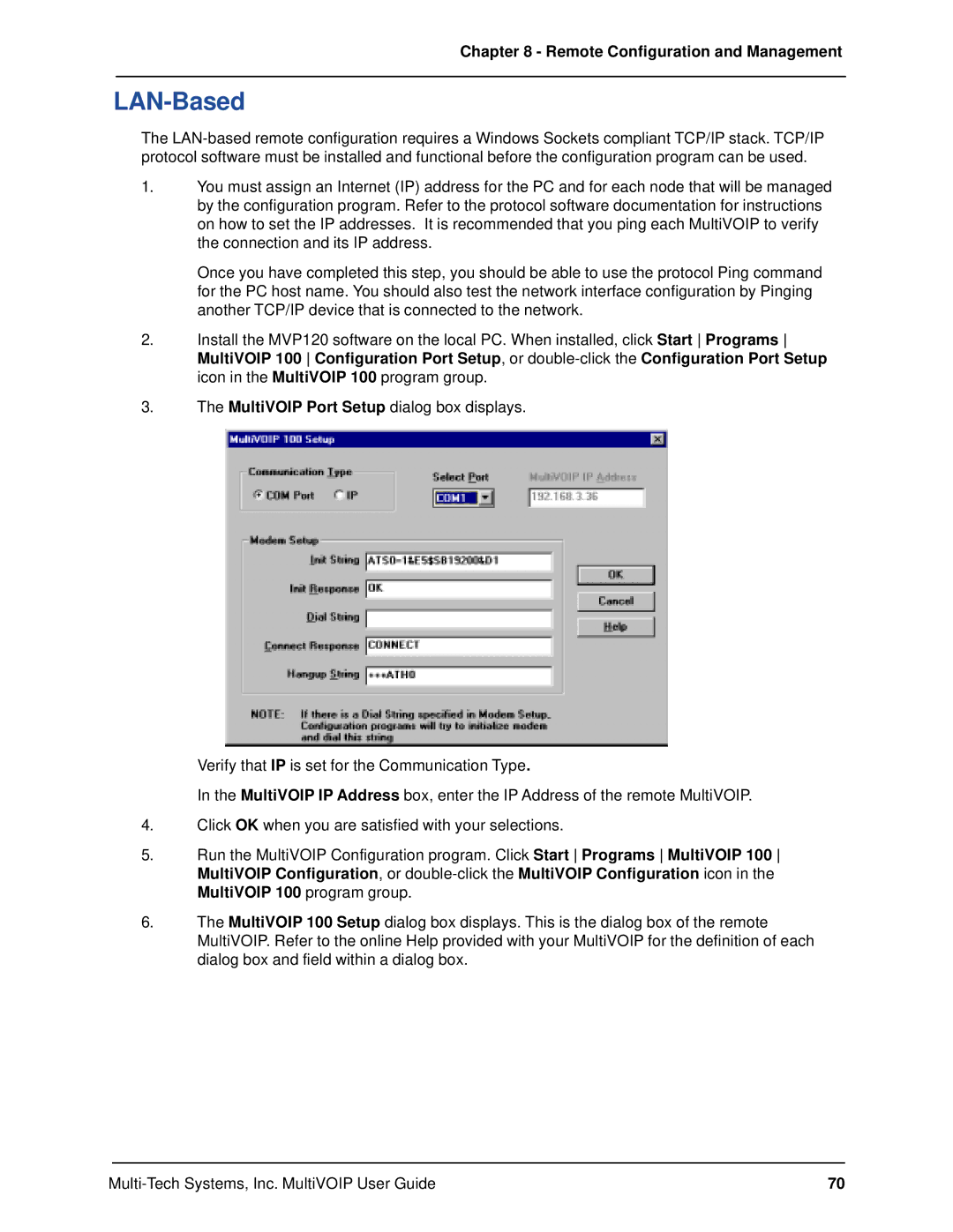 Multi-Tech Systems MVP120 manual LAN-Based 