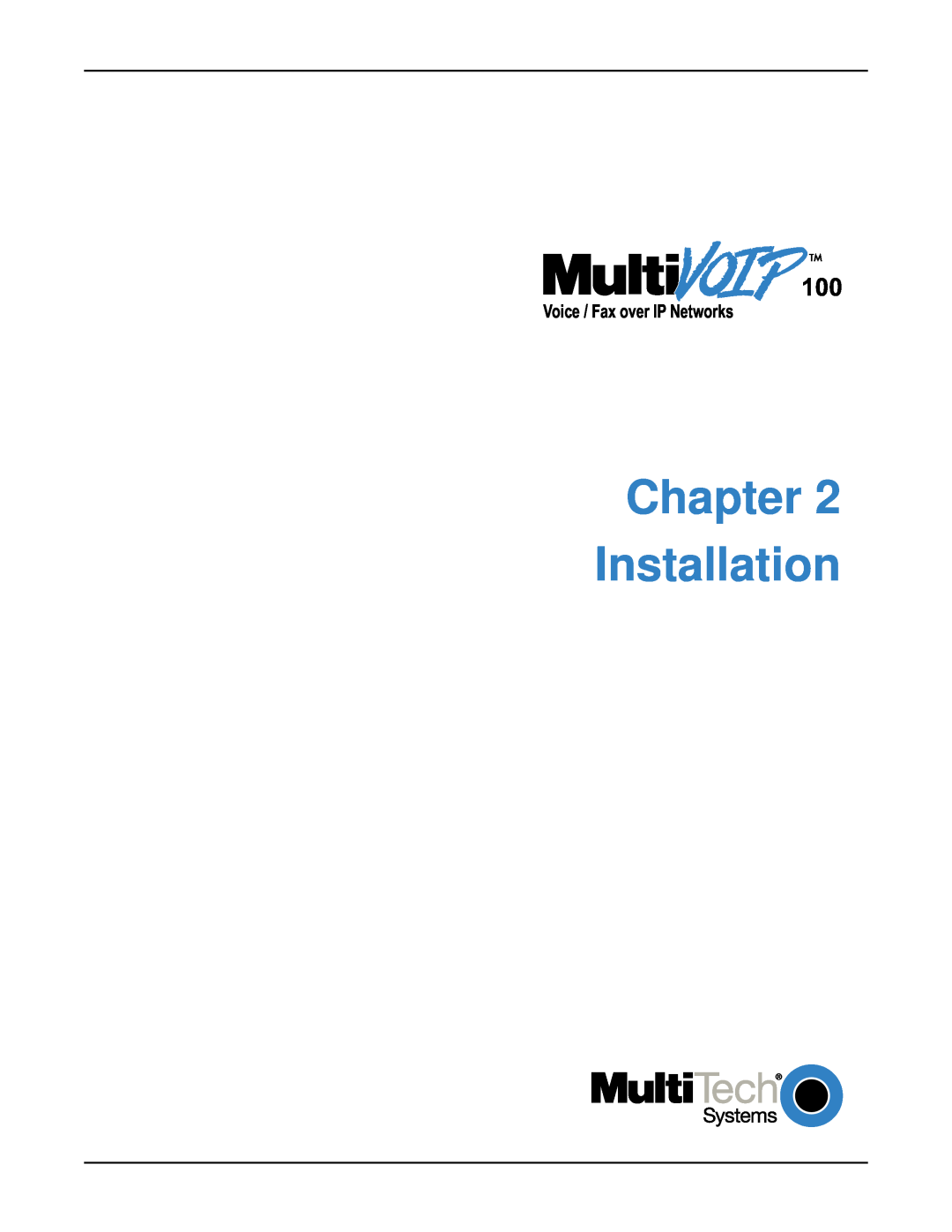 Multi-Tech Systems MVP120 manual Chapter Installation, Voice / Fax over IP Networks 