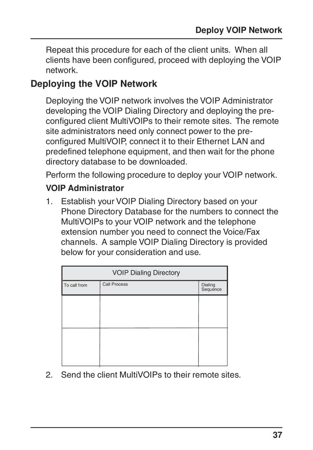 Multi-Tech Systems MVP200 quick start Deploying the Voip Network, Deploy Voip Network 