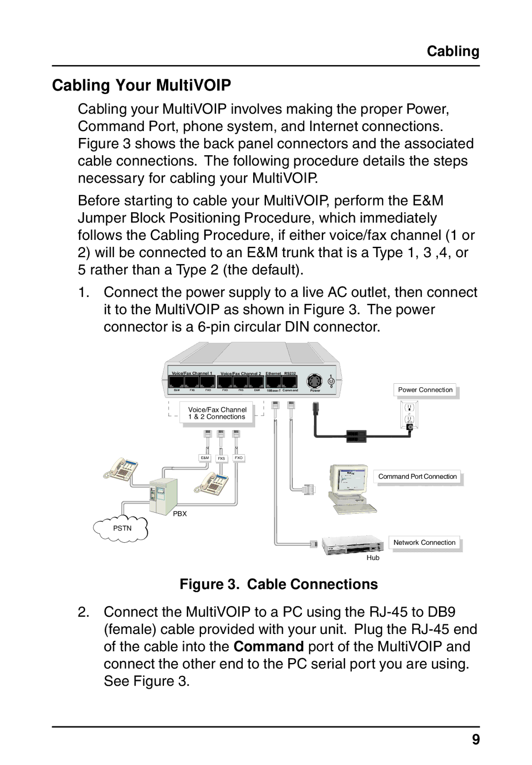 Multi-Tech Systems MVP200 quick start Cabling Your MultiVOIP, Cable Connections 