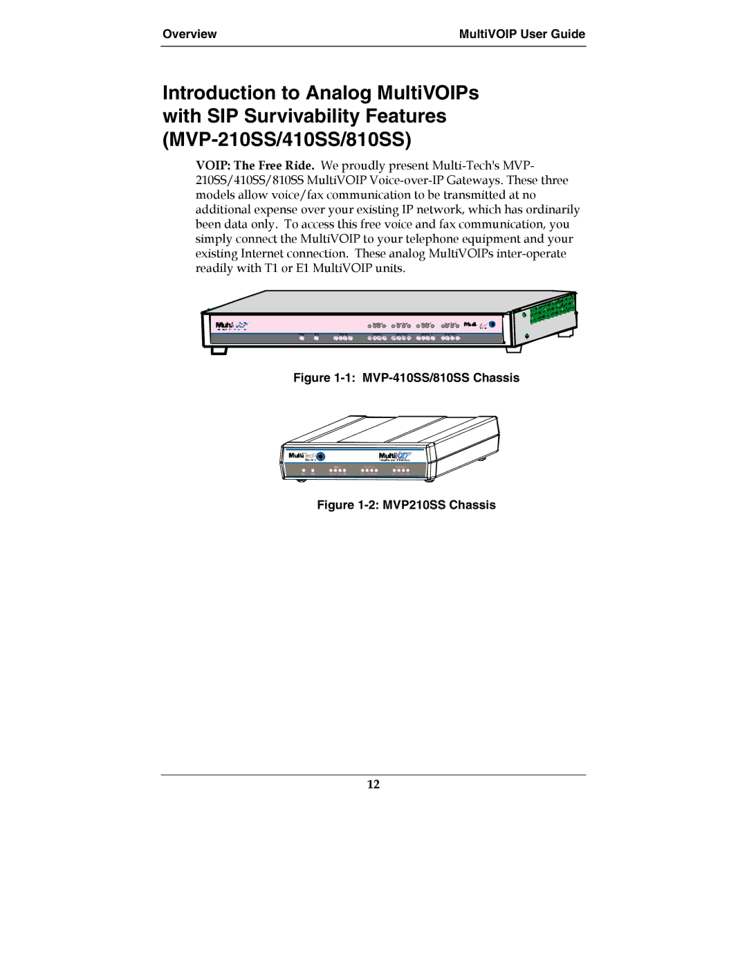 Multi-Tech Systems MVP210-SS manual MVP-410SS/810SS Chassis 