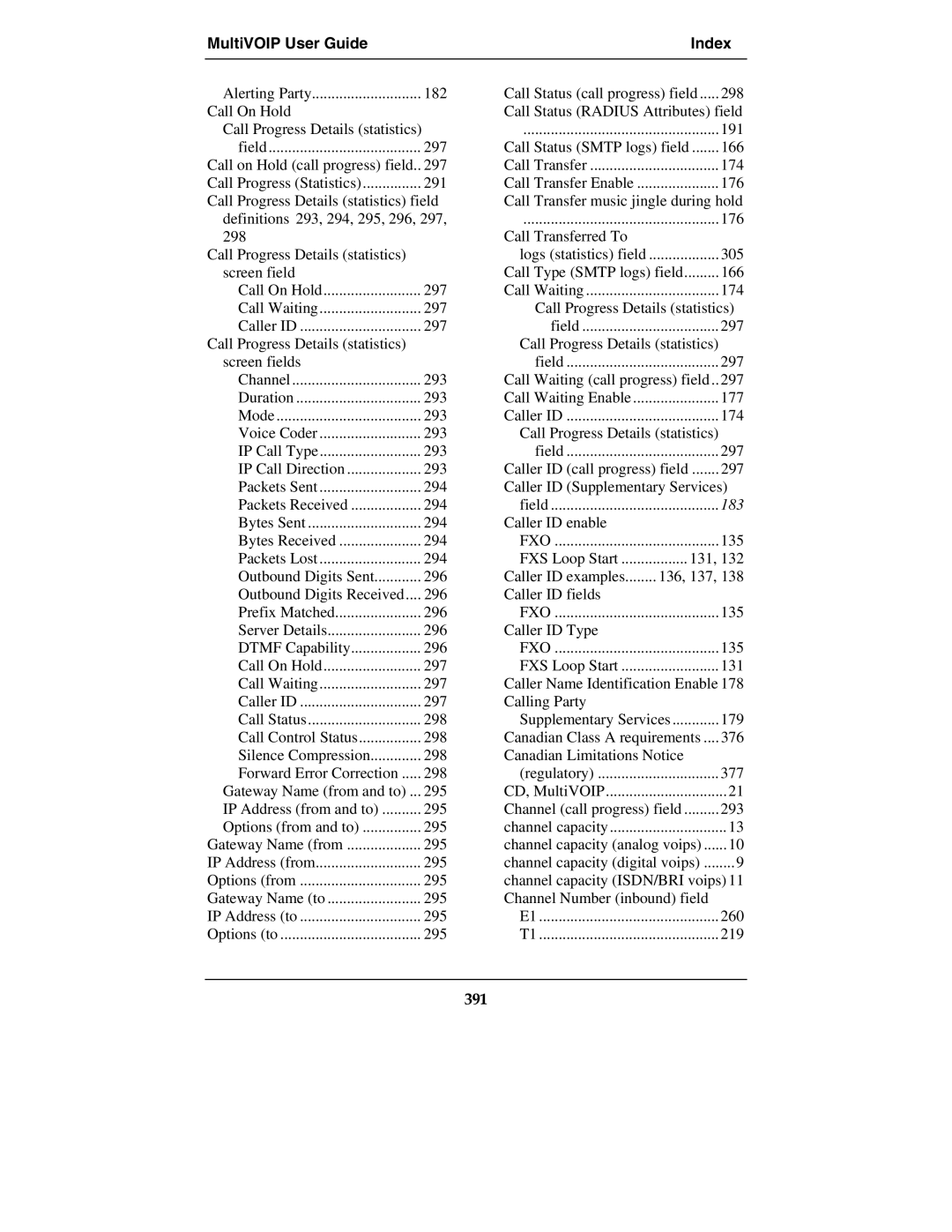 Multi-Tech Systems MVP210-SS manual Fxo, 391 