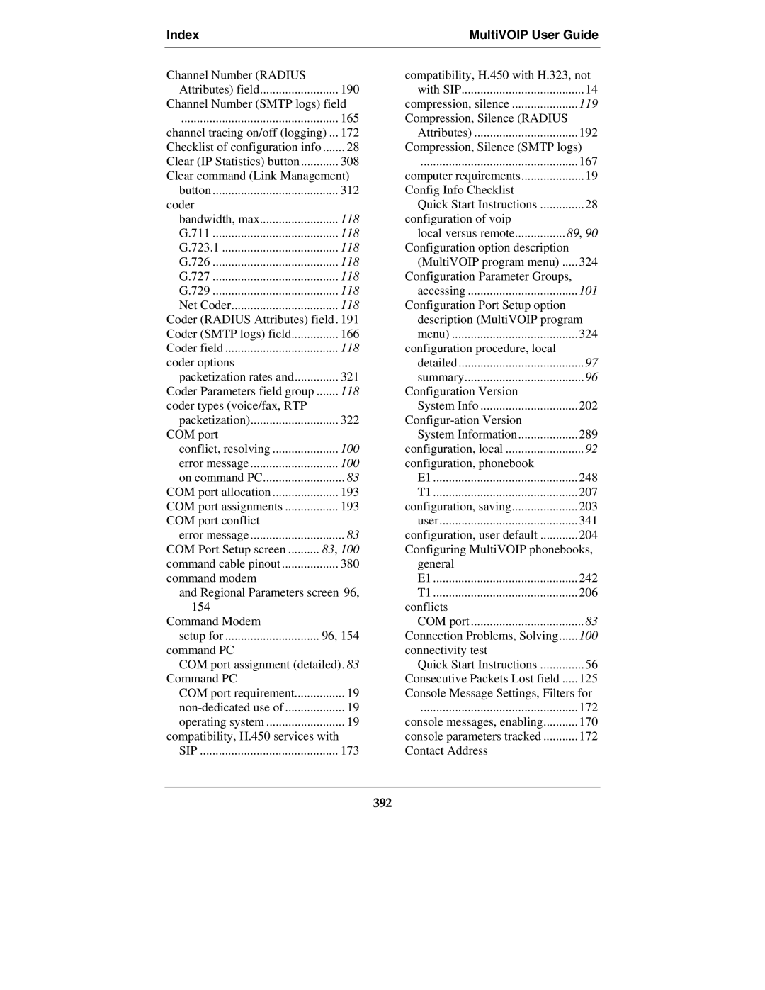 Multi-Tech Systems MVP210-SS manual 119, 392 