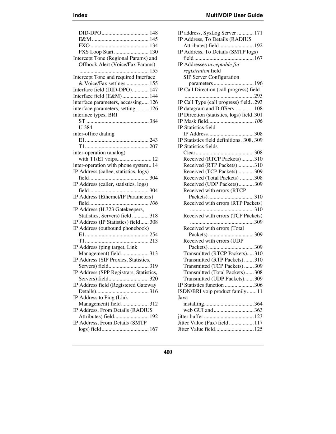 Multi-Tech Systems MVP210-SS manual IP Addresses acceptable for Registration field, 400 