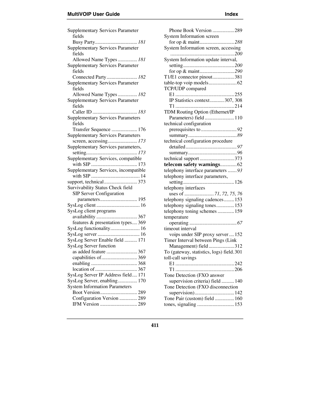 Multi-Tech Systems MVP210-SS manual Telecom safety warnings, 411 