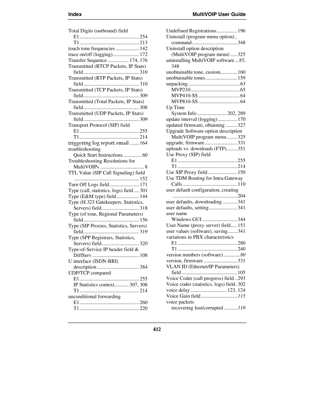 Multi-Tech Systems MVP210-SS manual MVP410-SS MVP810-SS, 412 