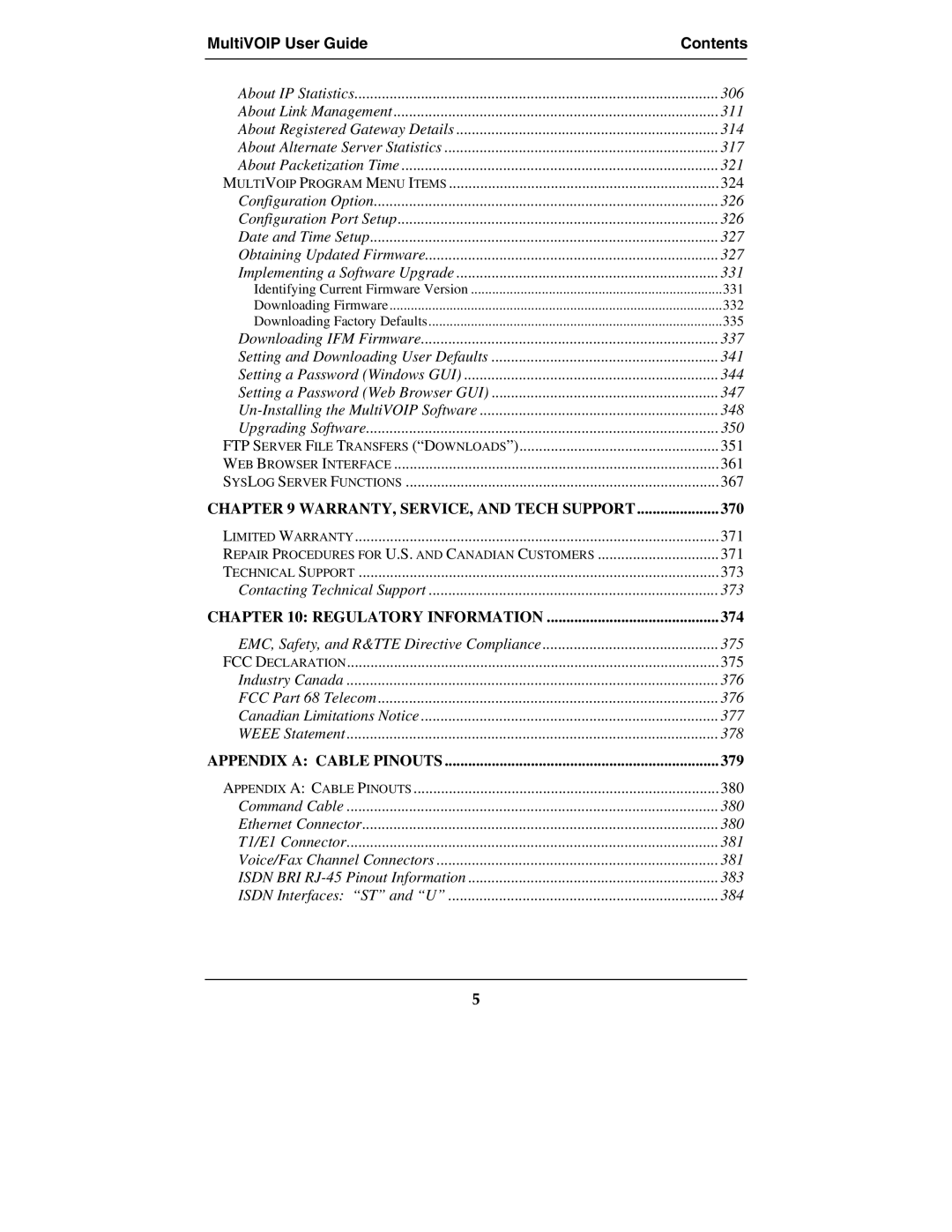 Multi-Tech Systems MVP210-SS manual MultiVOIP User Guide Contents 