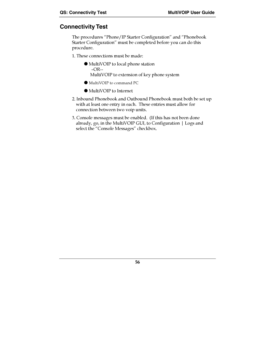 Multi-Tech Systems MVP210-SS manual Connectivity Test 