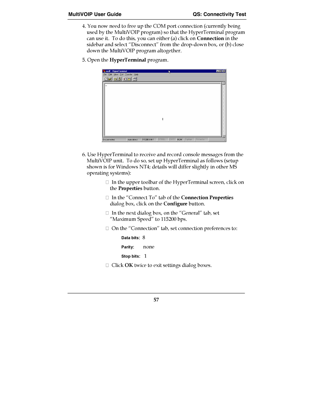 Multi-Tech Systems MVP210-SS manual MultiVOIP User Guide QS Connectivity Test 