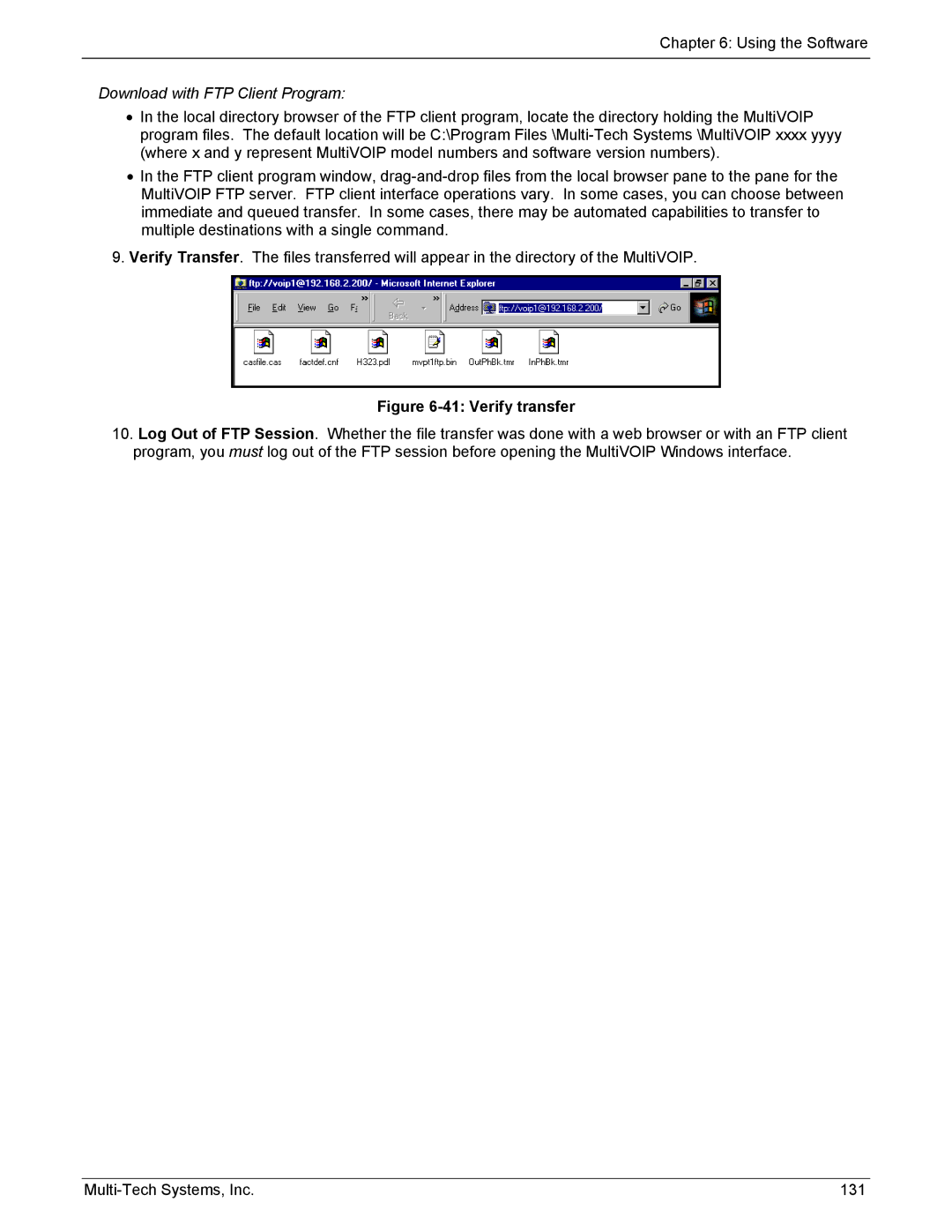 Multi-Tech Systems MVP210/410/810-FX, MVP210/410/810-SS manual Verify transfer 