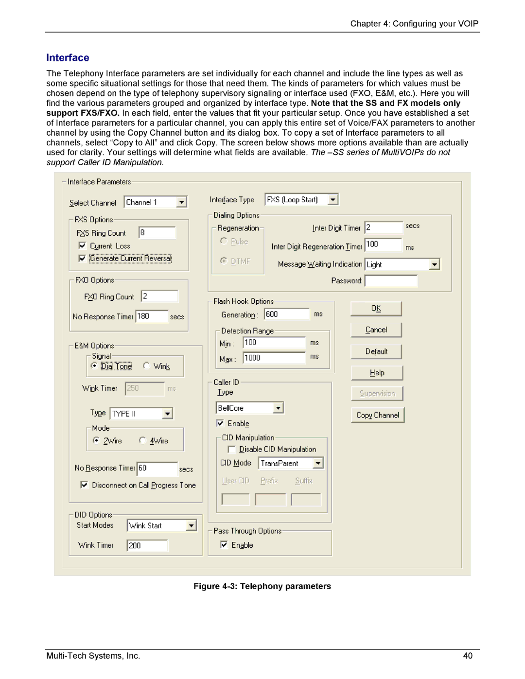 Multi-Tech Systems MVP210/410/810-SS, MVP210/410/810-FX manual Telephony parameters 