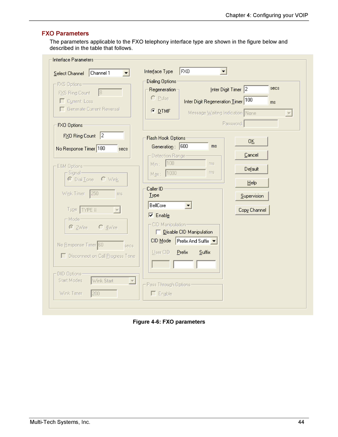 Multi-Tech Systems MVP210/410/810-FX, MVP210/410/810-SS manual FXO Parameters, FXO parameters 