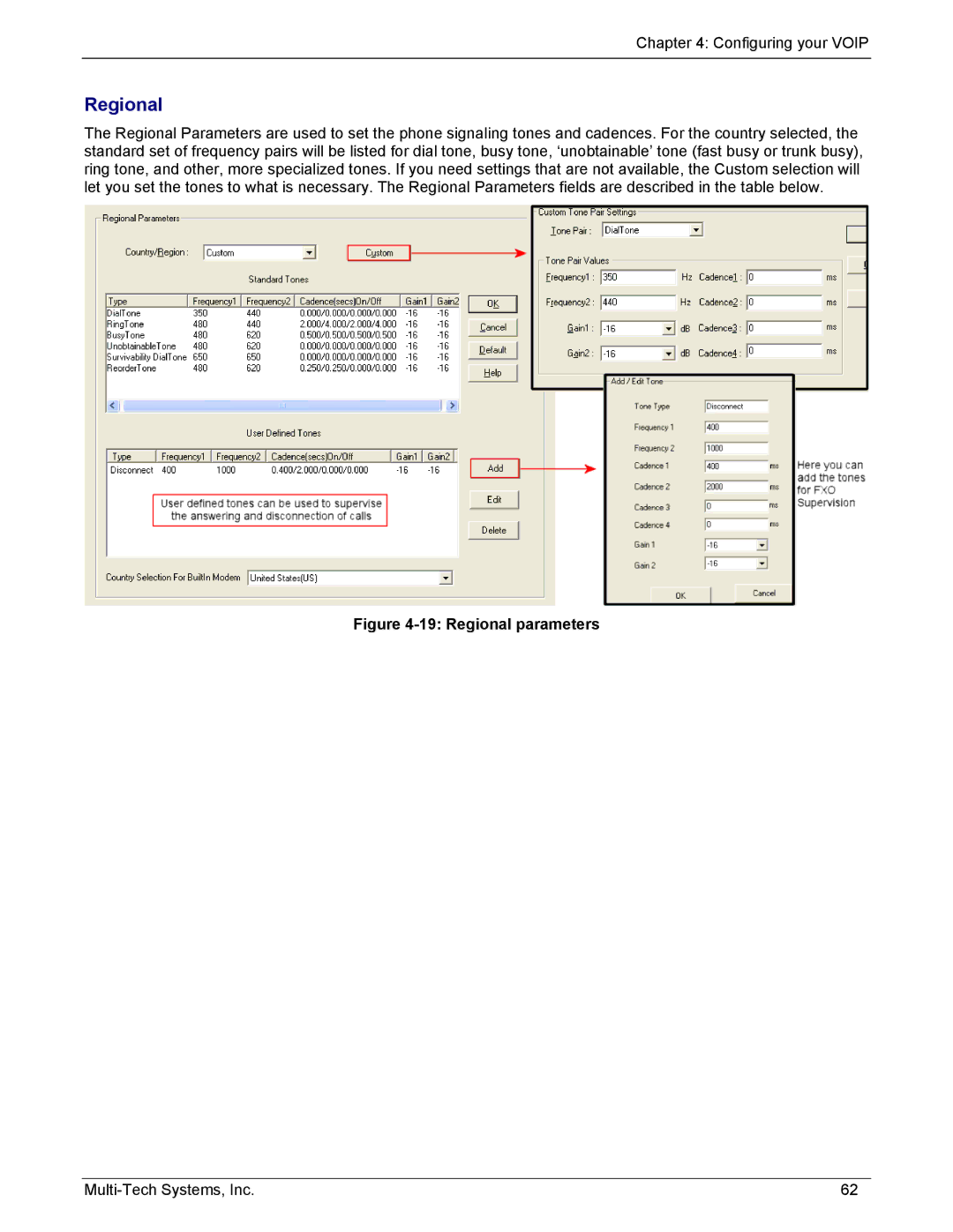 Multi-Tech Systems MVP210/410/810-FX, MVP210/410/810-SS manual Regional parameters 