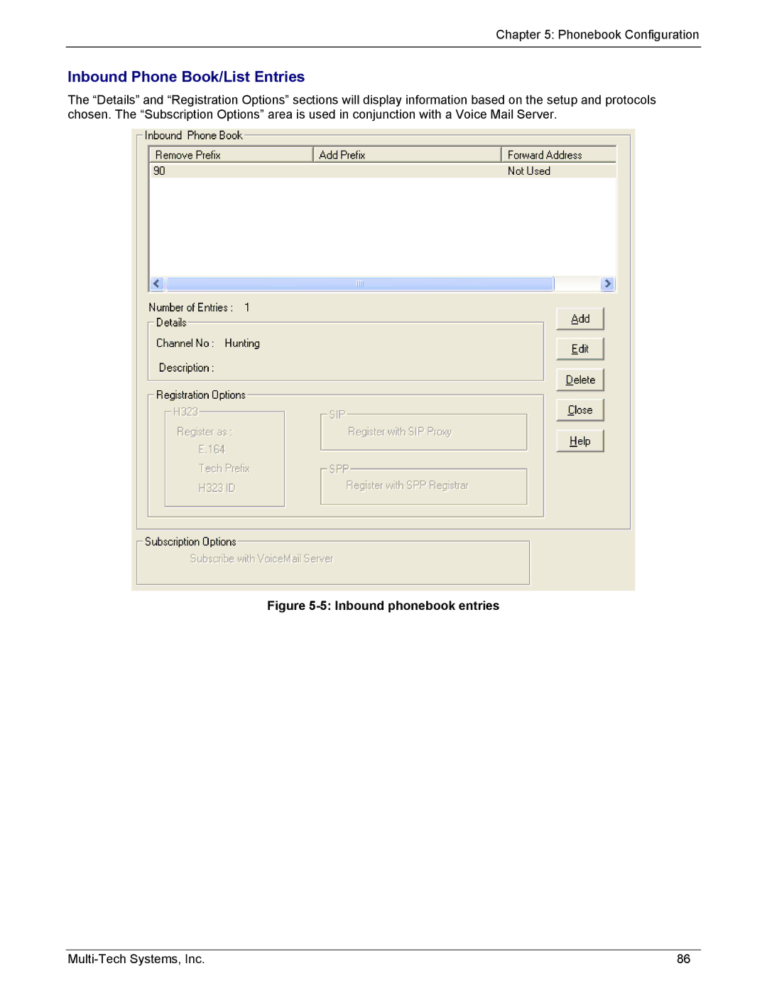 Multi-Tech Systems MVP210/410/810-FX, MVP210/410/810-SS manual Inbound Phone Book/List Entries, Inbound phonebook entries 