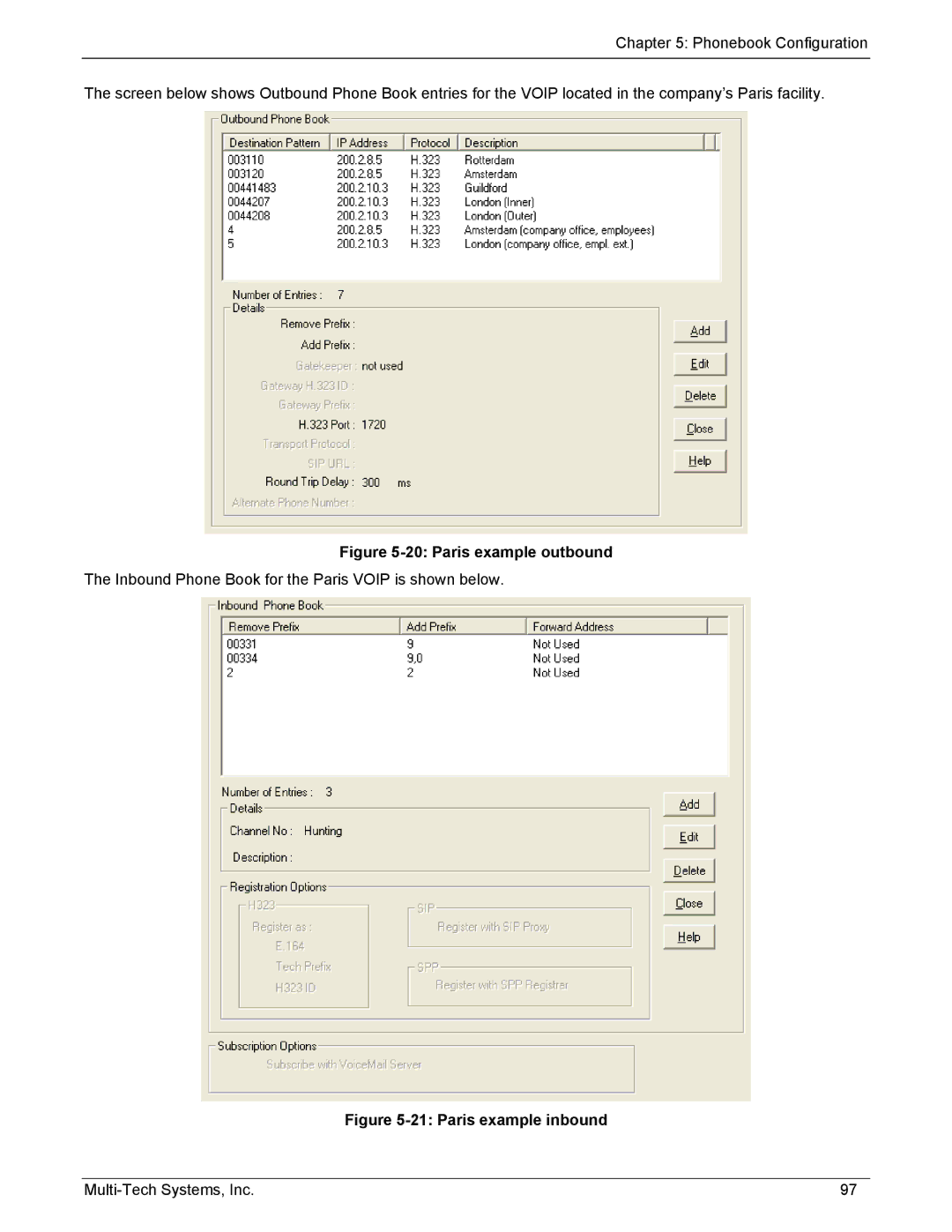 Multi-Tech Systems MVP210/410/810-SS, MVP210/410/810-FX manual Paris example outbound 