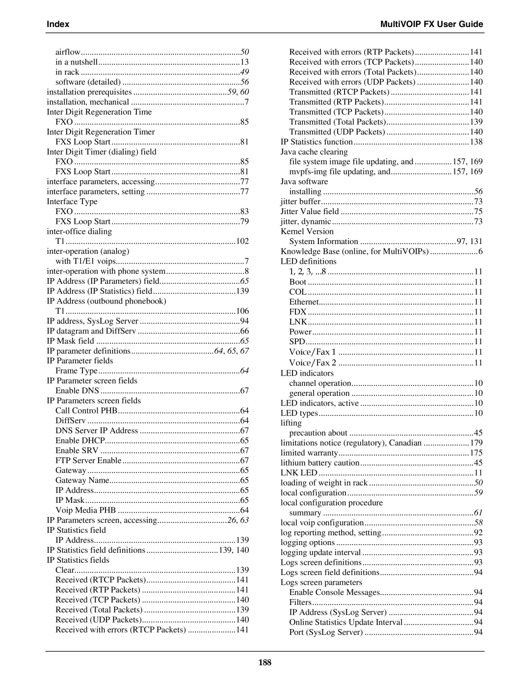 Multi-Tech Systems MVPFX2-2 manual 188 