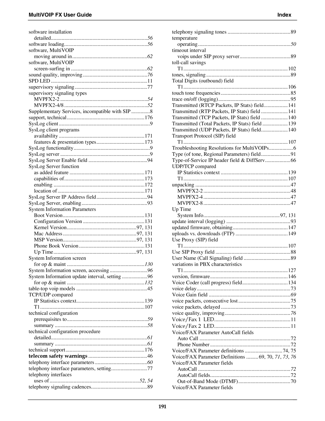 Multi-Tech Systems MVPFX2-2 manual 191 