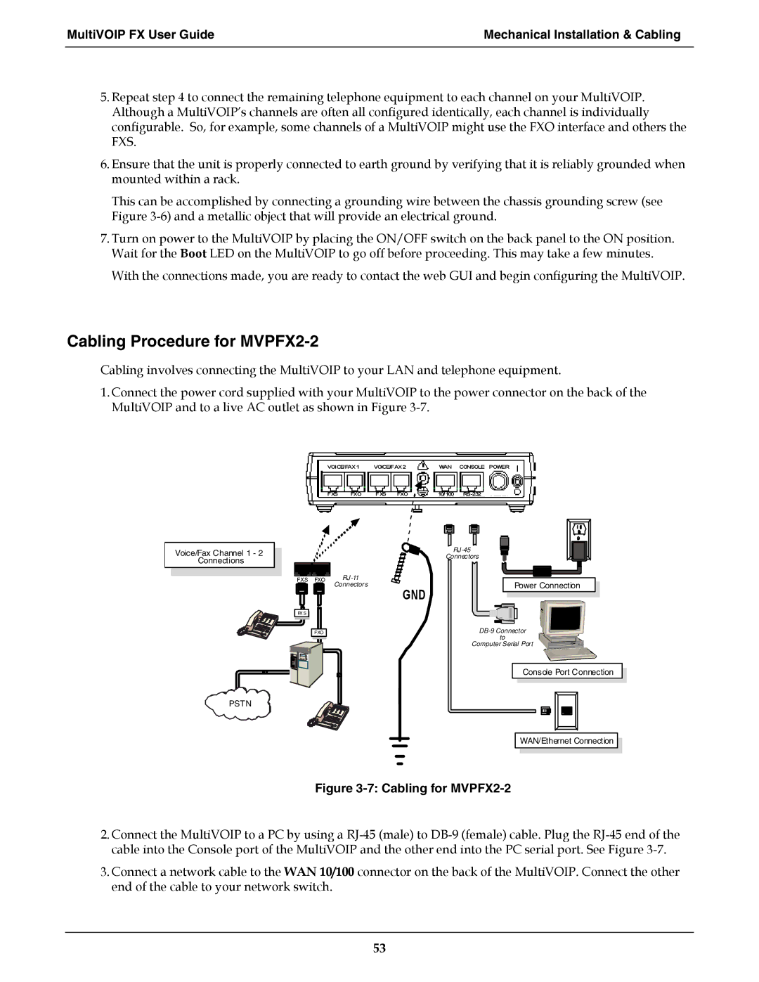 Multi-Tech Systems manual Cabling Procedure for MVPFX2-2, Cabling for MVPFX2-2 