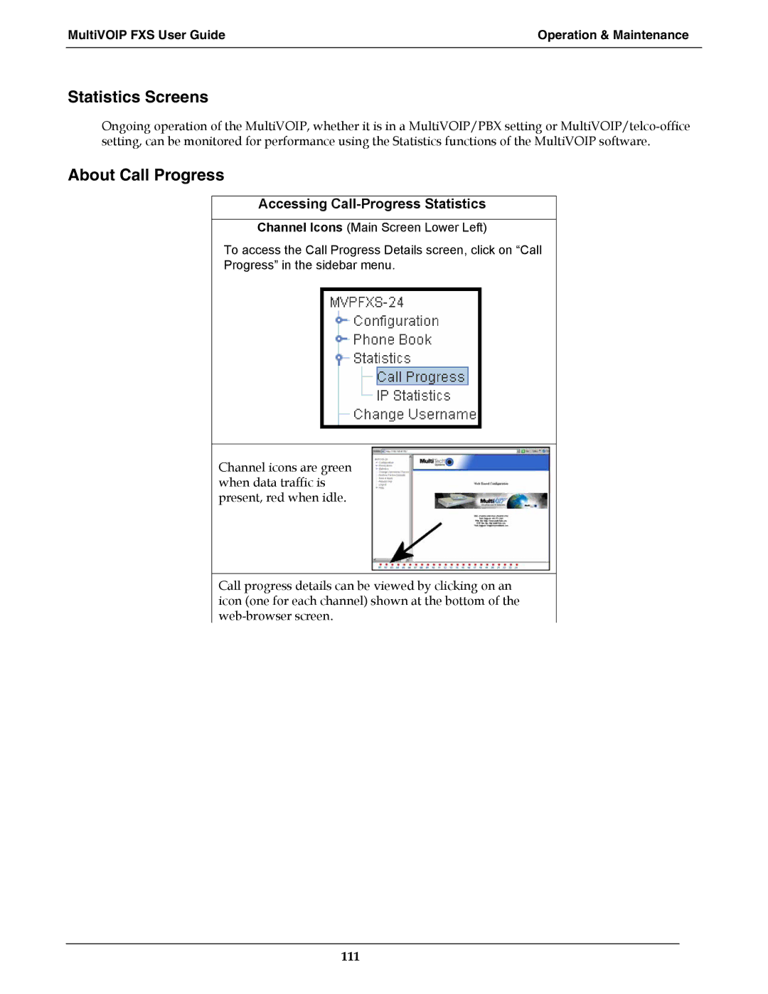 Multi-Tech Systems MVPFXS-8, MVPFXS-24, MVPFXS-16 manual Statistics Screens, About Call Progress 