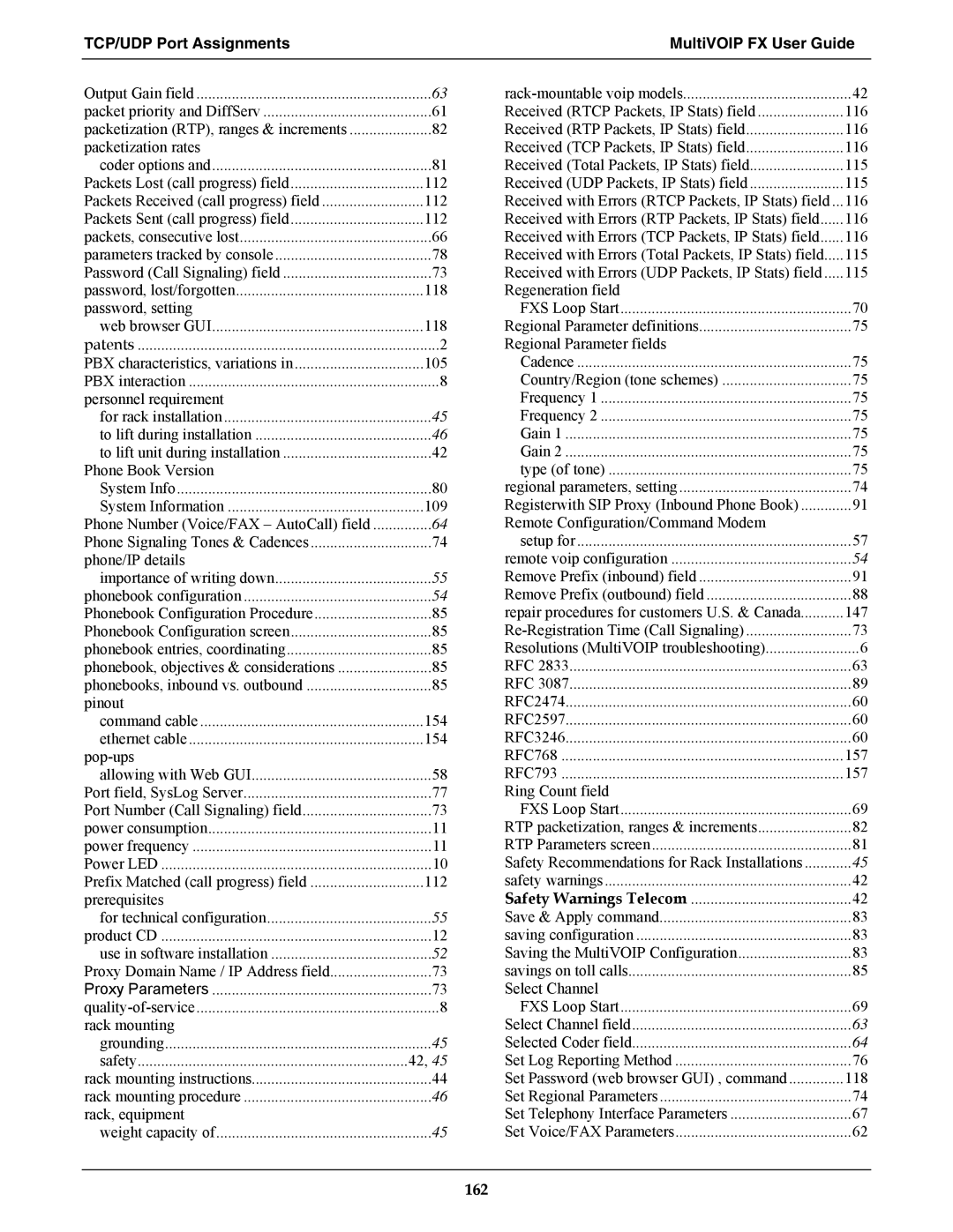 Multi-Tech Systems MVPFXS-8, MVPFXS-24, MVPFXS-16 manual 162 