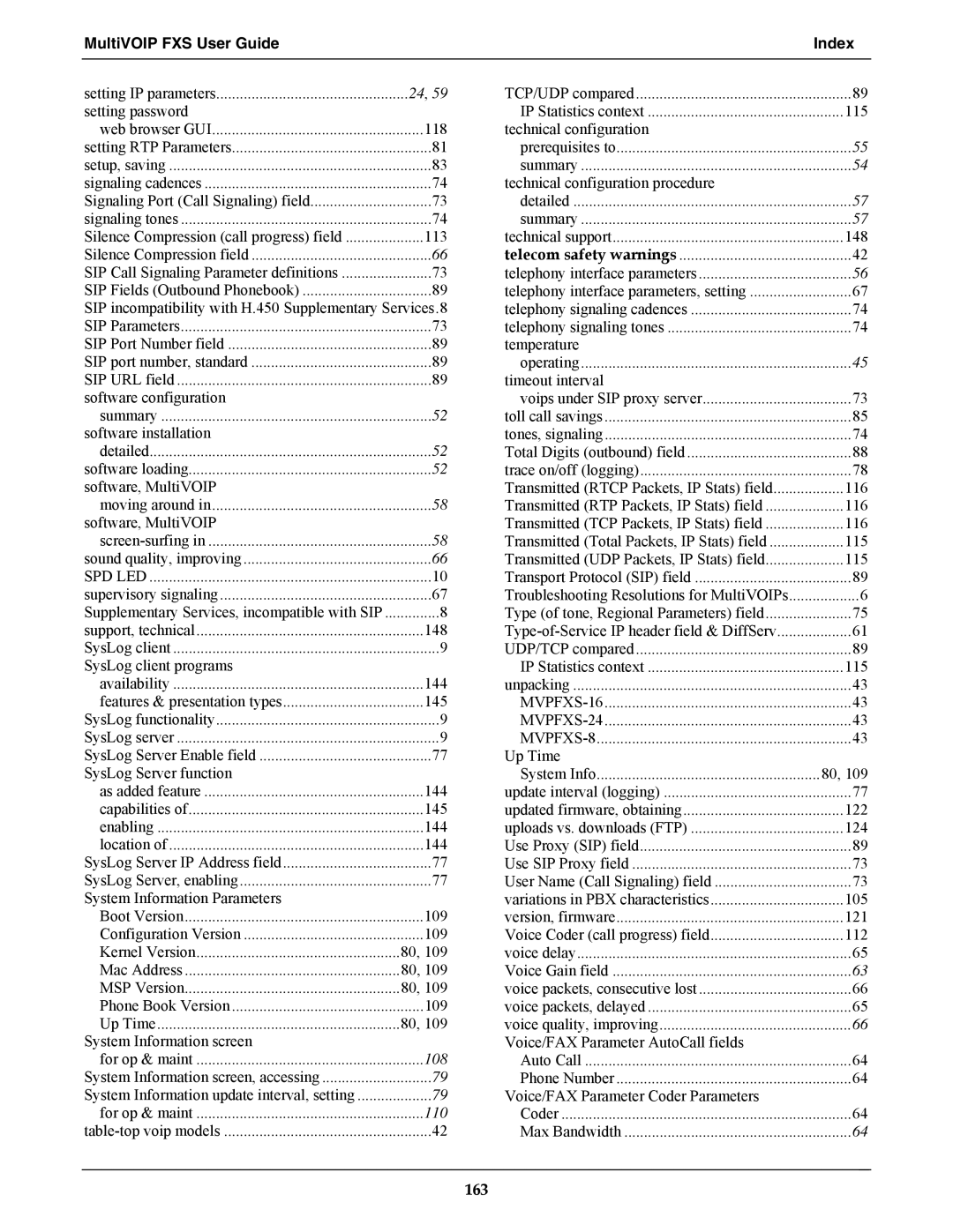 Multi-Tech Systems MVPFXS-24, MVPFXS-8, MVPFXS-16 manual 163 