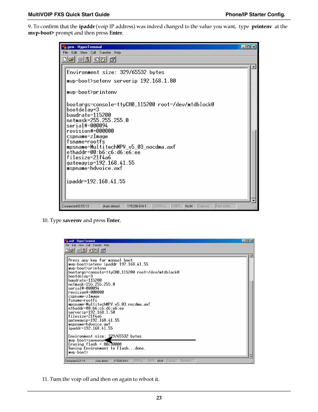 Multi-Tech Systems MVPFXS-16, MVPFXS-8, MVPFXS-24 manual Printenv at 