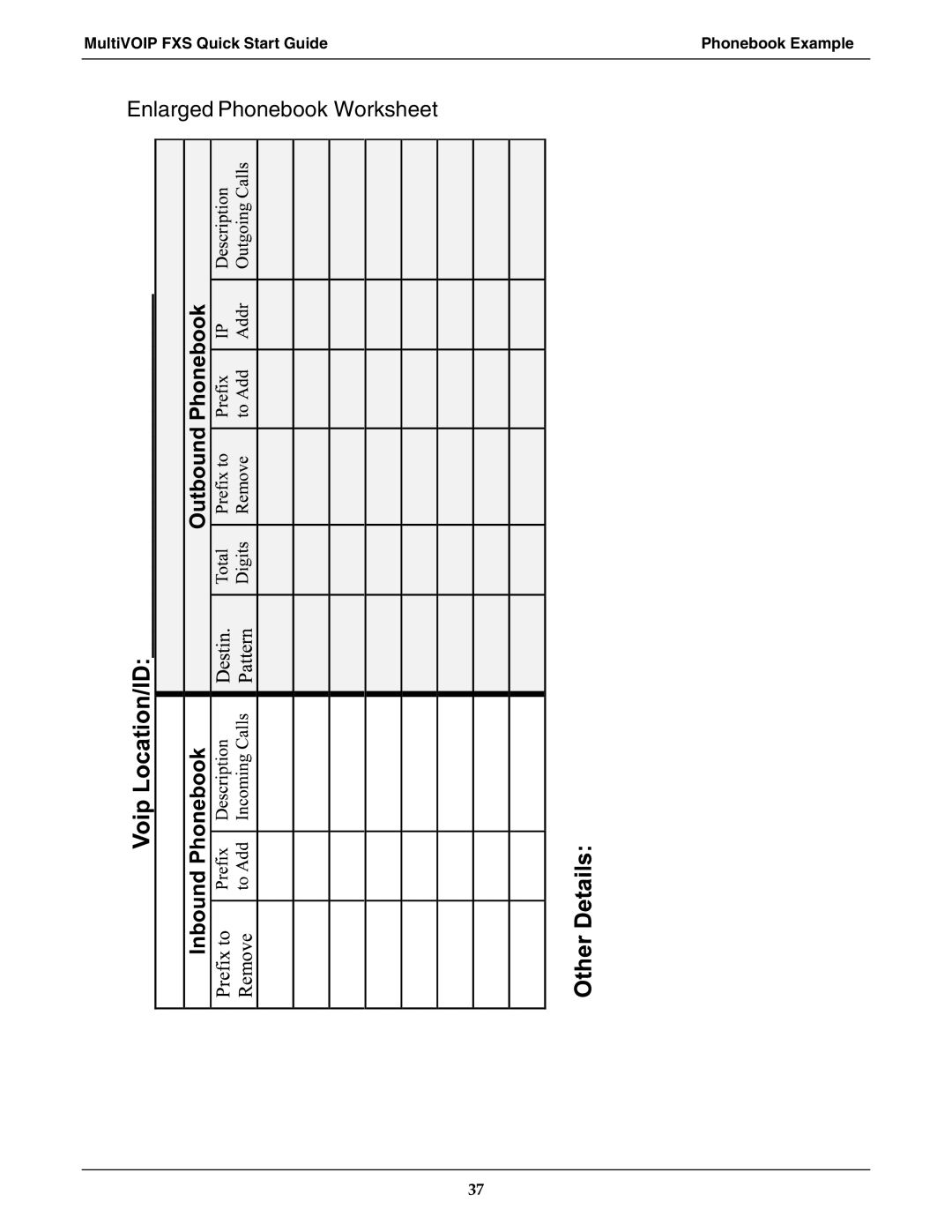 Multi-Tech Systems MVPFXS-24, MVPFXS-8, MVPFXS-16 manual Enlarged Phonebook Worksheet 