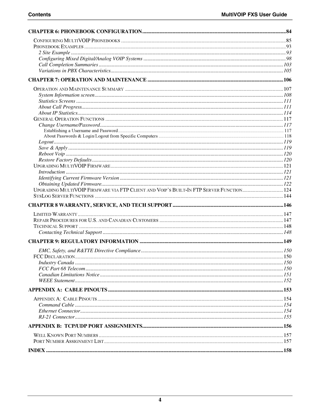 Multi-Tech Systems MVPFXS-24, MVPFXS-8, MVPFXS-16 manual Contents MultiVOIP FXS User Guide 