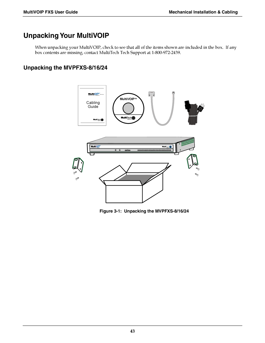 Multi-Tech Systems MVPFXS-24, MVPFXS-16 manual Unpacking Your MultiVOIP, Unpacking the MVPFXS-8/16/24 