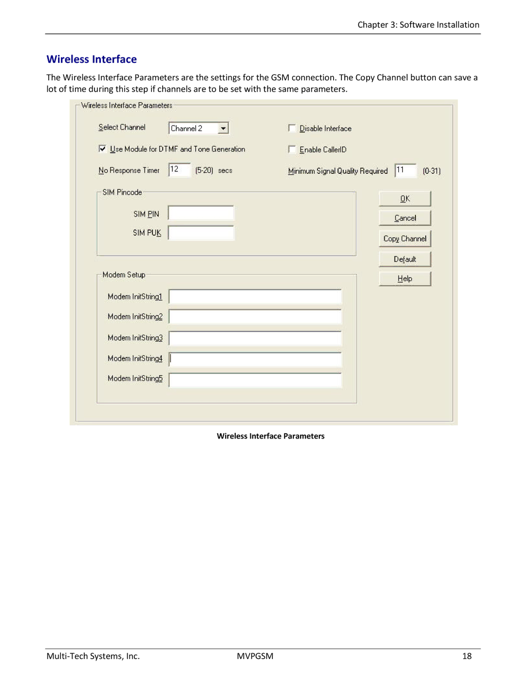 Multi-Tech Systems MVPGSM-2 manual Wireless Interface Parameters 