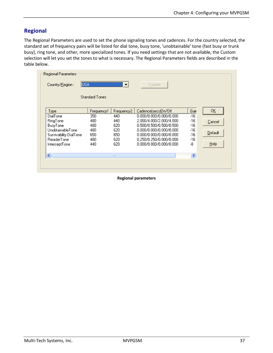 Multi-Tech Systems MVPGSM-2 manual Regional 