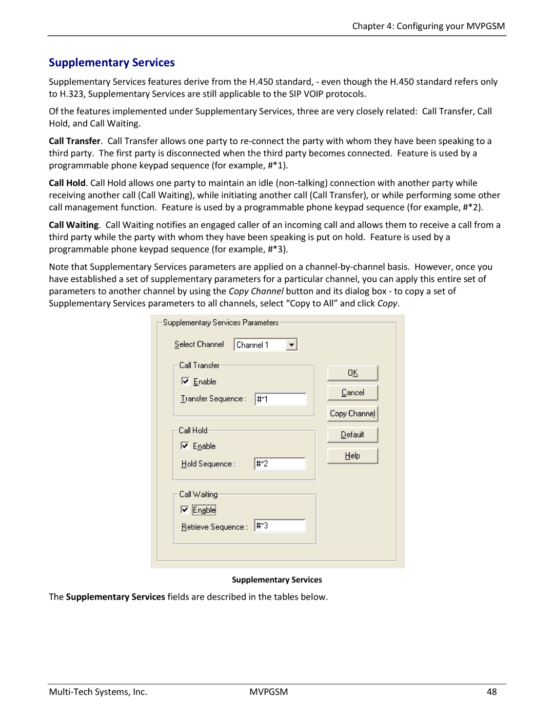 Multi-Tech Systems MVPGSM-2 manual Supplementary Services 