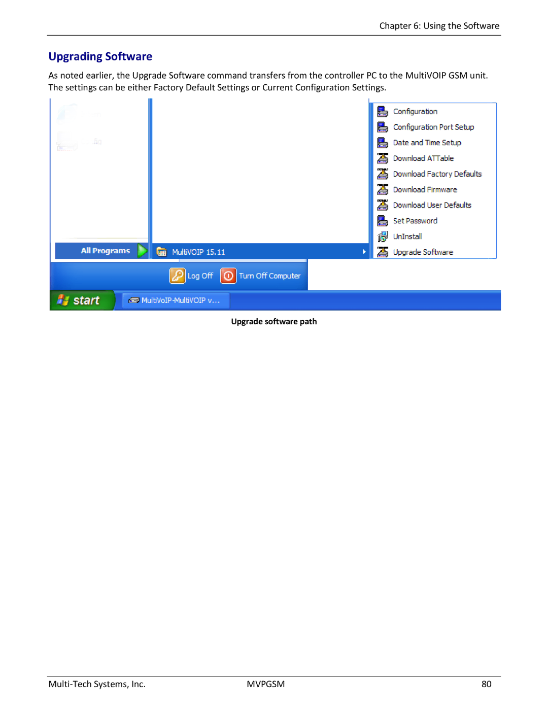 Multi-Tech Systems MVPGSM-2 manual Upgrading Software, Upgrade software path 