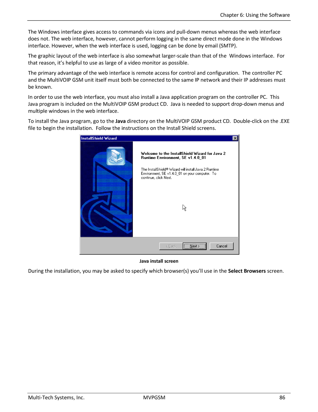 Multi-Tech Systems MVPGSM-2 manual Java install screen 