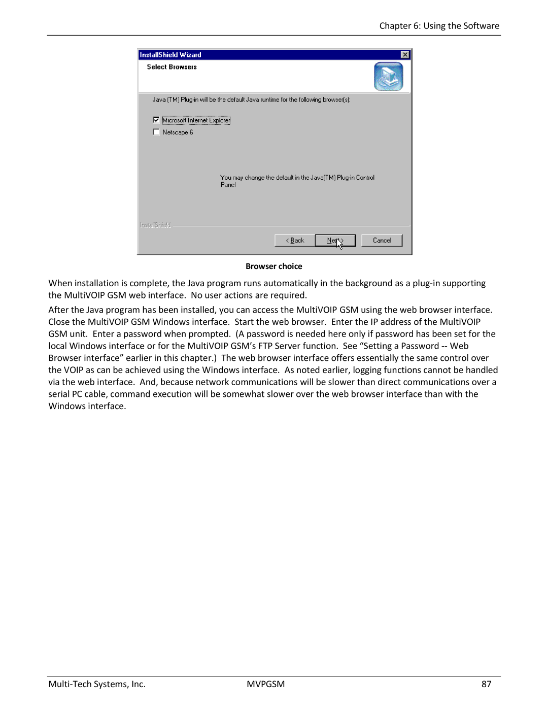 Multi-Tech Systems MVPGSM-2 manual Browser choice 