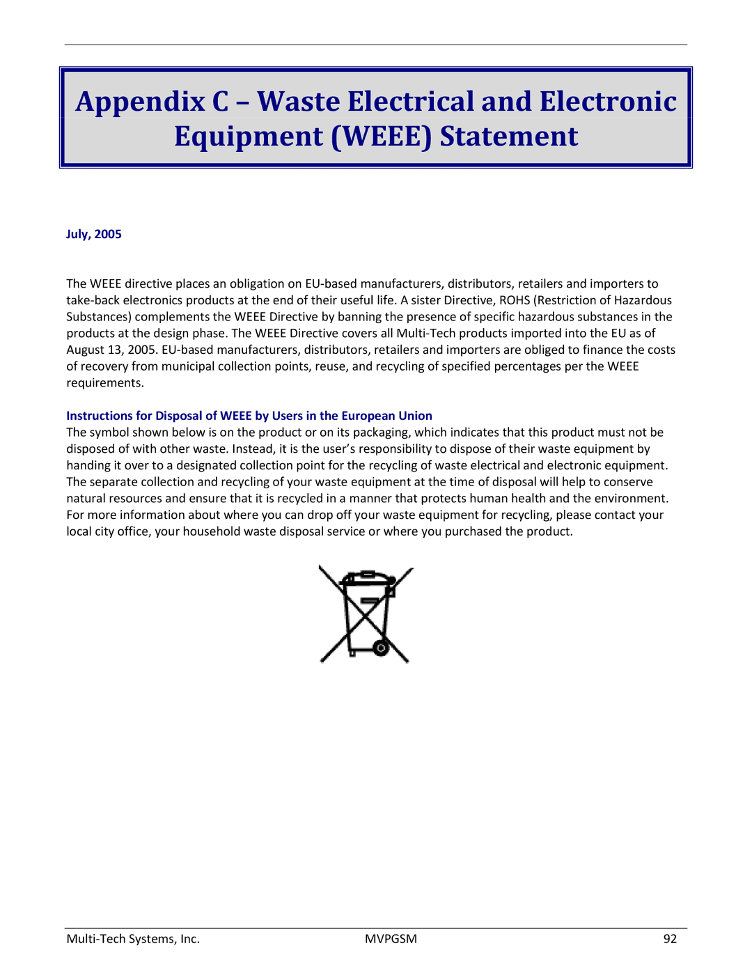 Multi-Tech Systems MVPGSM-2 manual July 