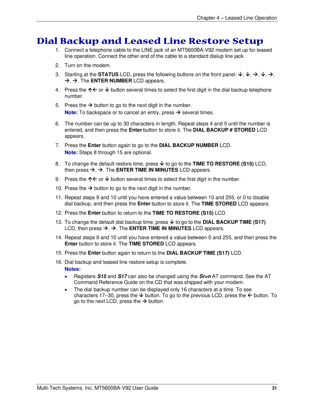 Multi-Tech Systems PN S000408C manual Dial Backup and Leased Line Restore Setup 