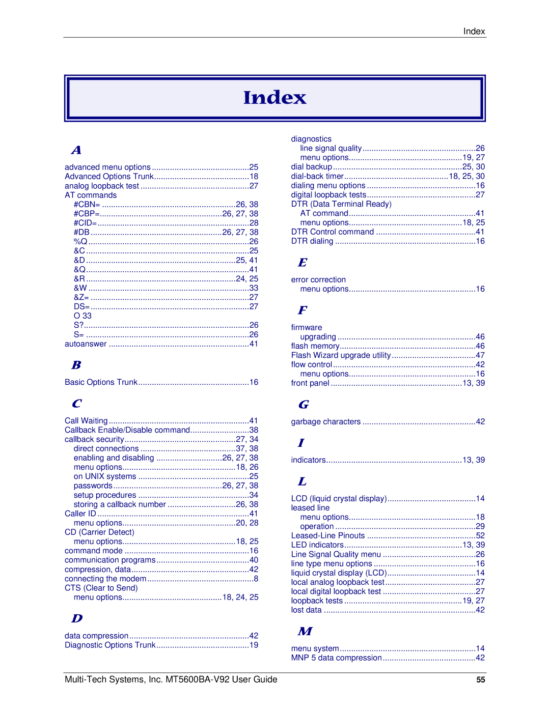 Multi-Tech Systems PN S000408C manual Index, #Db 