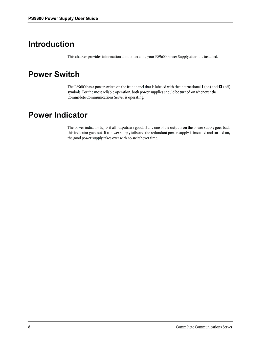 Multi-Tech Systems PS9600 manual Power Switch, Power Indicator 