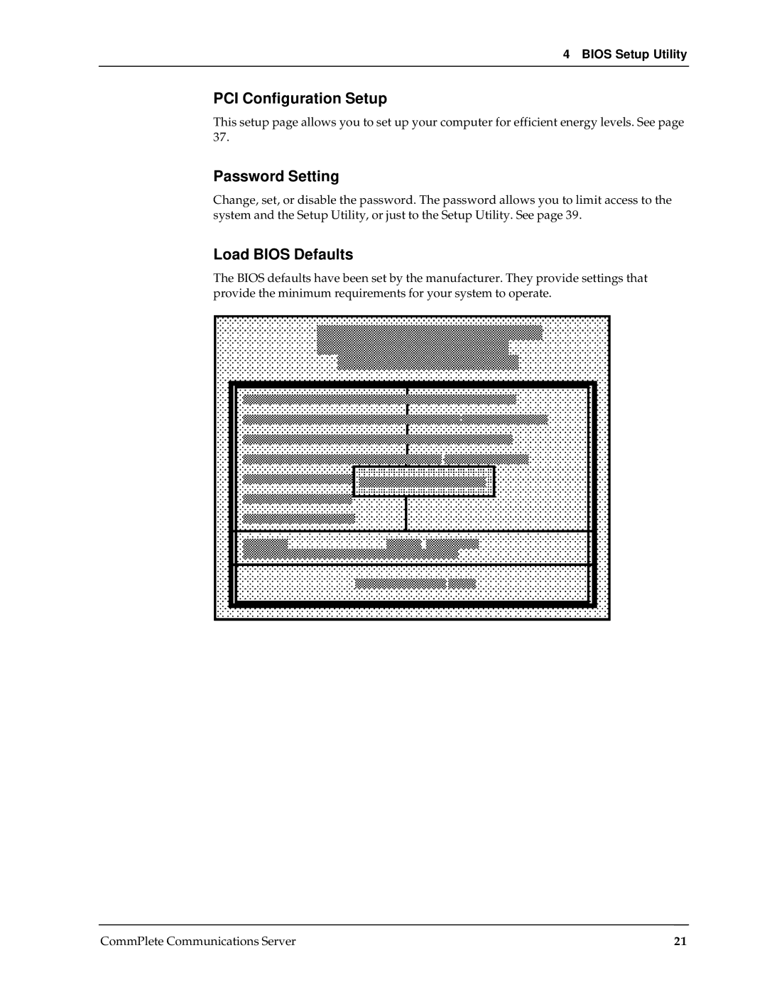 Multi-Tech Systems RAS96 manual PCI Configuration Setup, Password Setting, Load Bios Defaults 