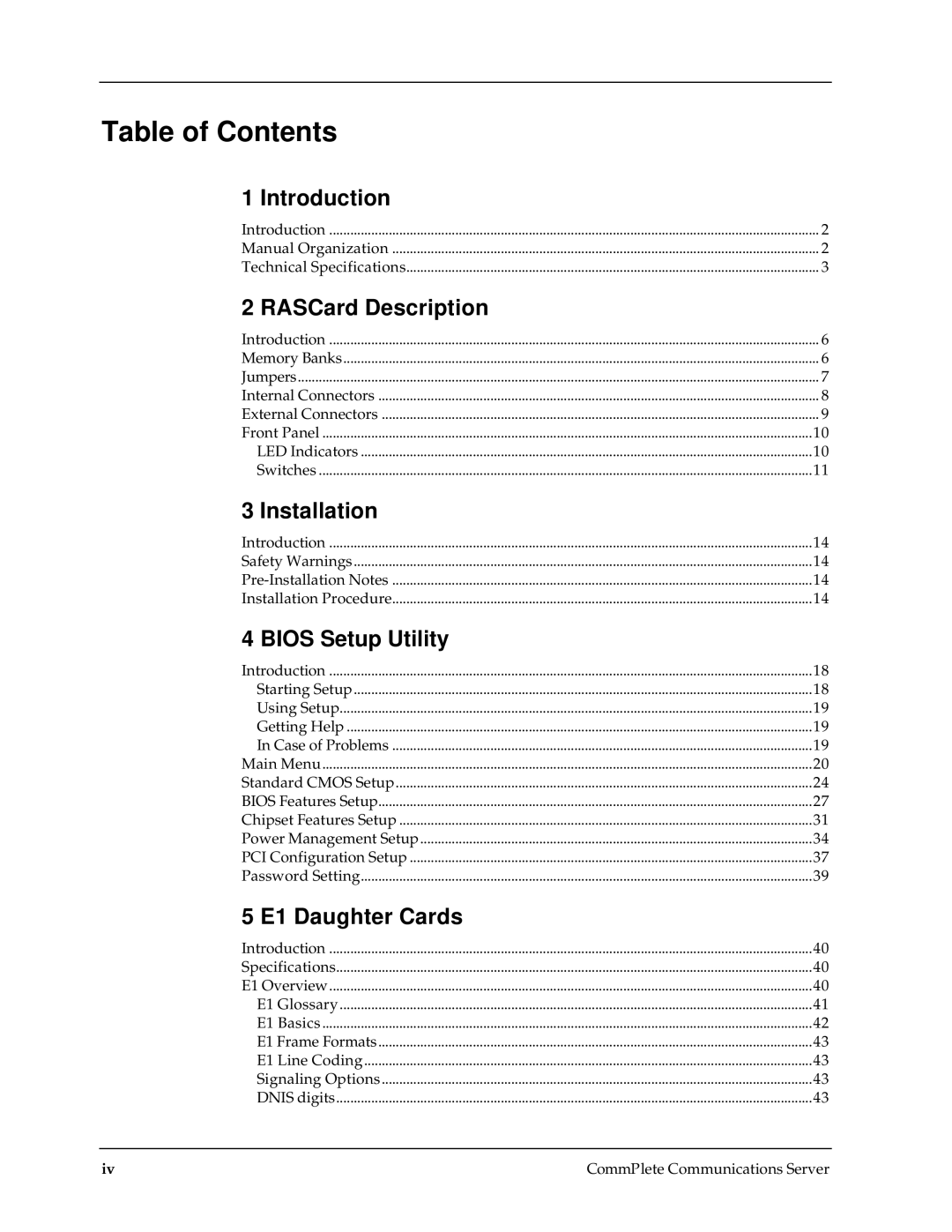 Multi-Tech Systems RAS96 manual Table of Contents 