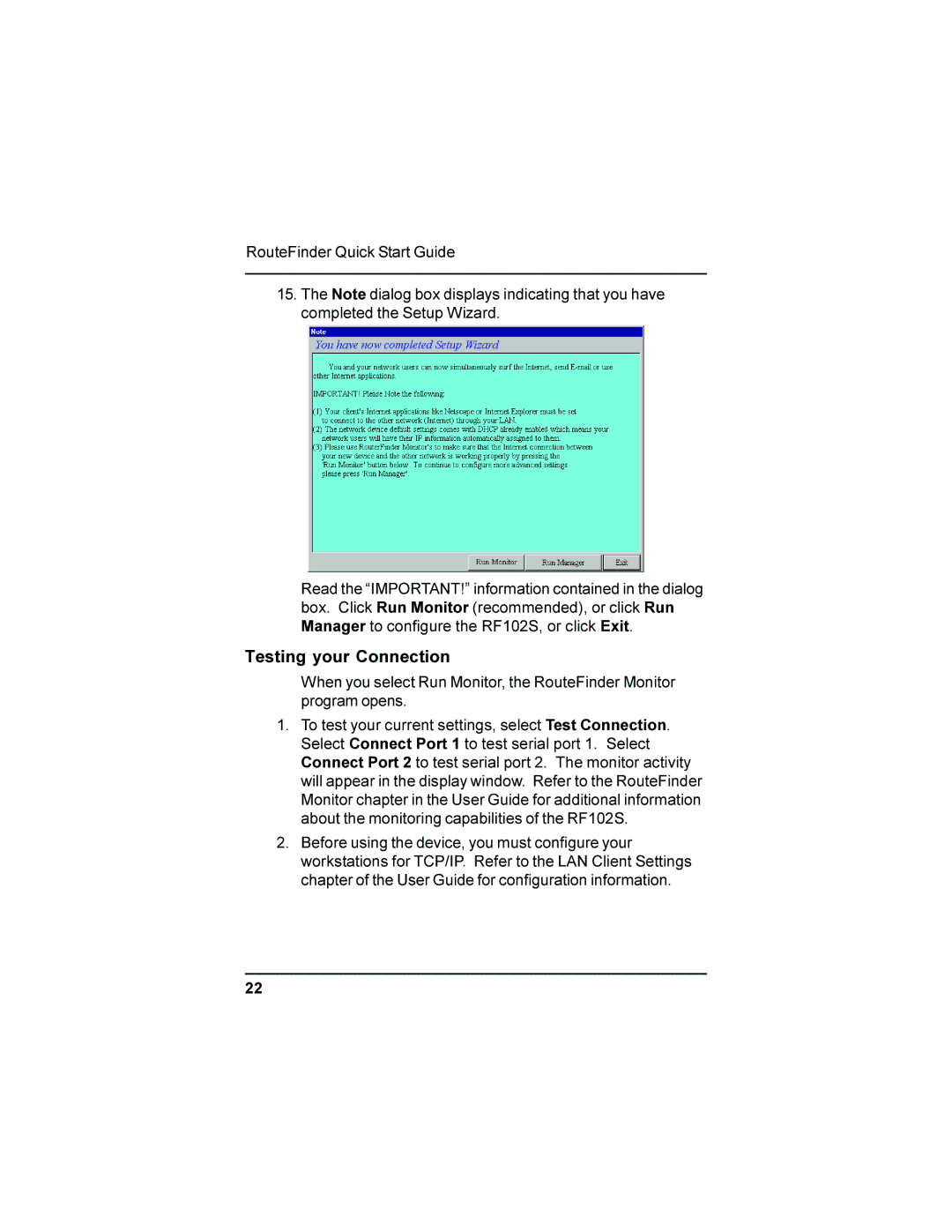 Multi-Tech Systems RF102S quick start Testing your Connection 