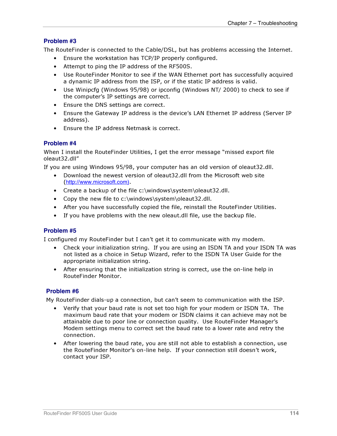 Multi-Tech Systems RF500S manual Problem #3, Problem #4, Problem #5, Problem #6 