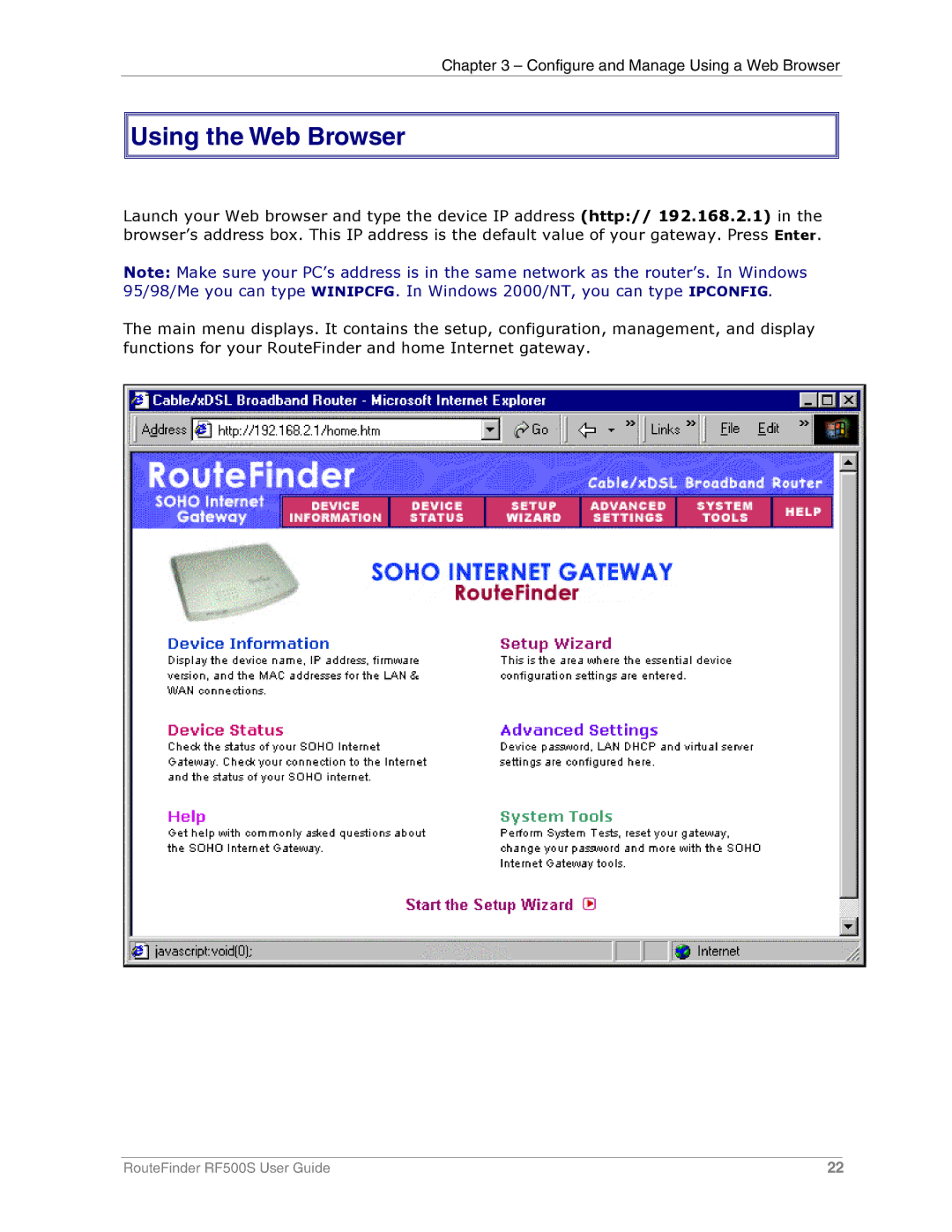 Multi-Tech Systems RF500S manual Using the Web Browser 