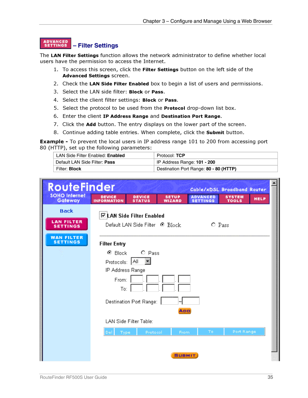 Multi-Tech Systems RF500S manual Filter Settings 