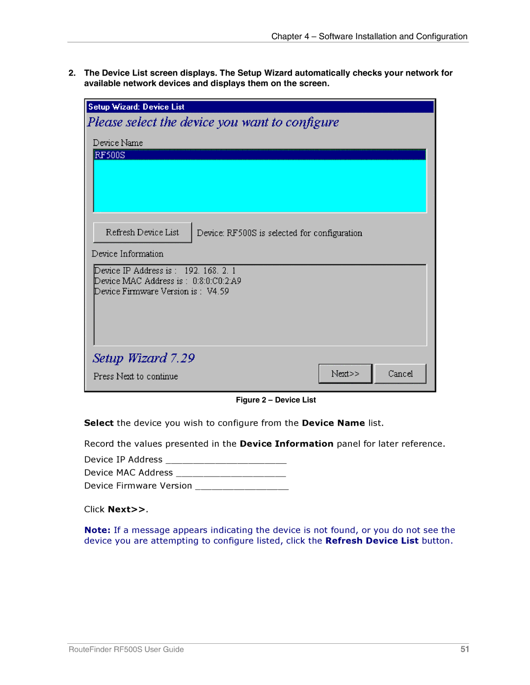 Multi-Tech Systems RF500S manual Device List 